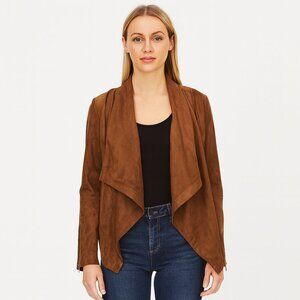 Anthropologie Cupcakes and Cashmere Brown Suede Cardigan Jacket Size Small